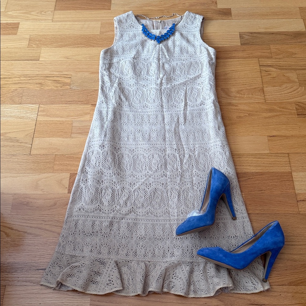 VTG Elegant Cream Lace-knit Dress